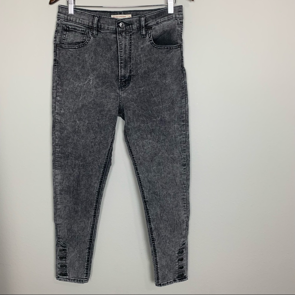 Levi's MIle HIgh Super Skinny Jeans Black Acid Wash Size 31